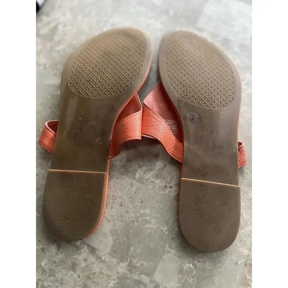 Tory Burch Miller Metallic Gold Pebbled Leather Sandals Thong Size 9 WOMEN'S‎
